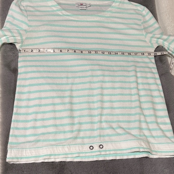 Vineyard Vines Medium Light Green Striped Terry Cloth Swim Cover Up Shirt - Picture 5 of 6
